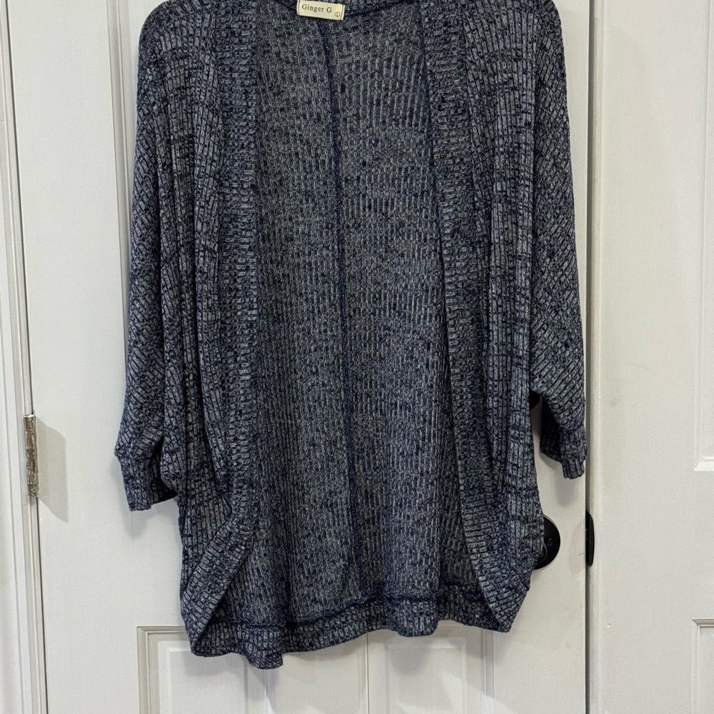 Ginger G Navy Blue Open Knit Cardigan –‎ Size L